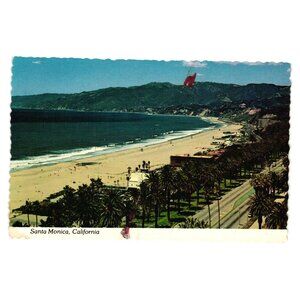 Vintage Santa Monica CA Postcard Beach Ocean Vacation Tourism Strip Hotel FLAW